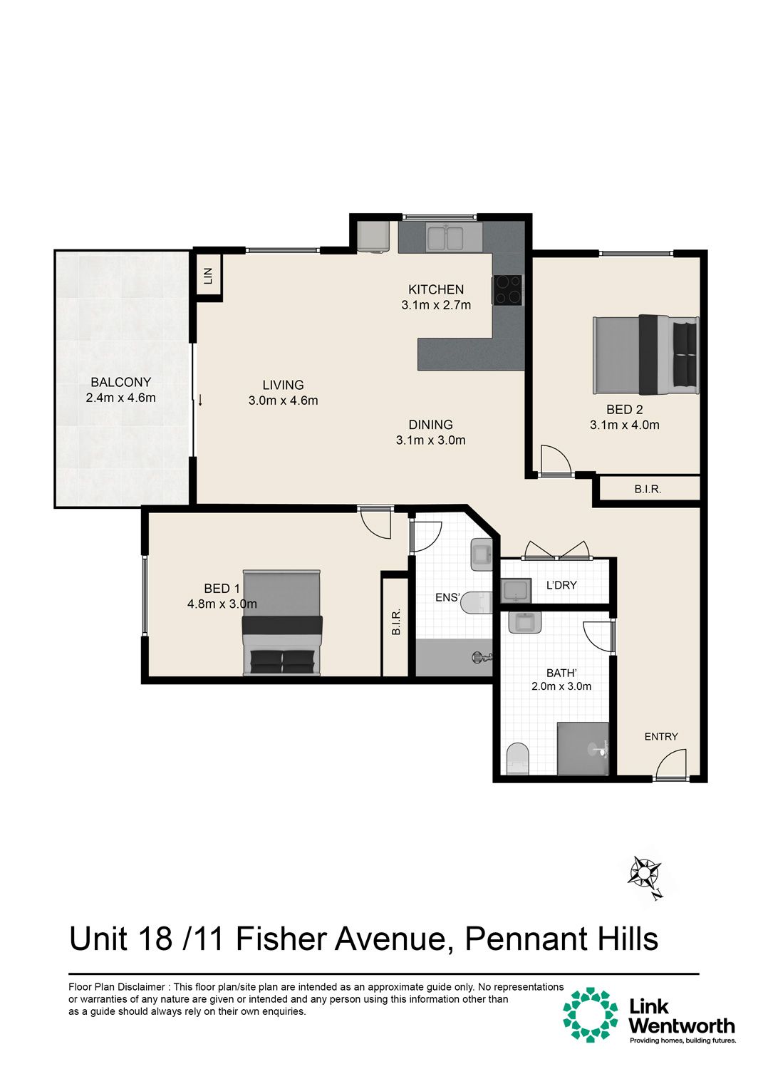 Available now! \n2 bed 2 bath 1 car Security building. \nSDA Improved Liveability — Floorplan 1