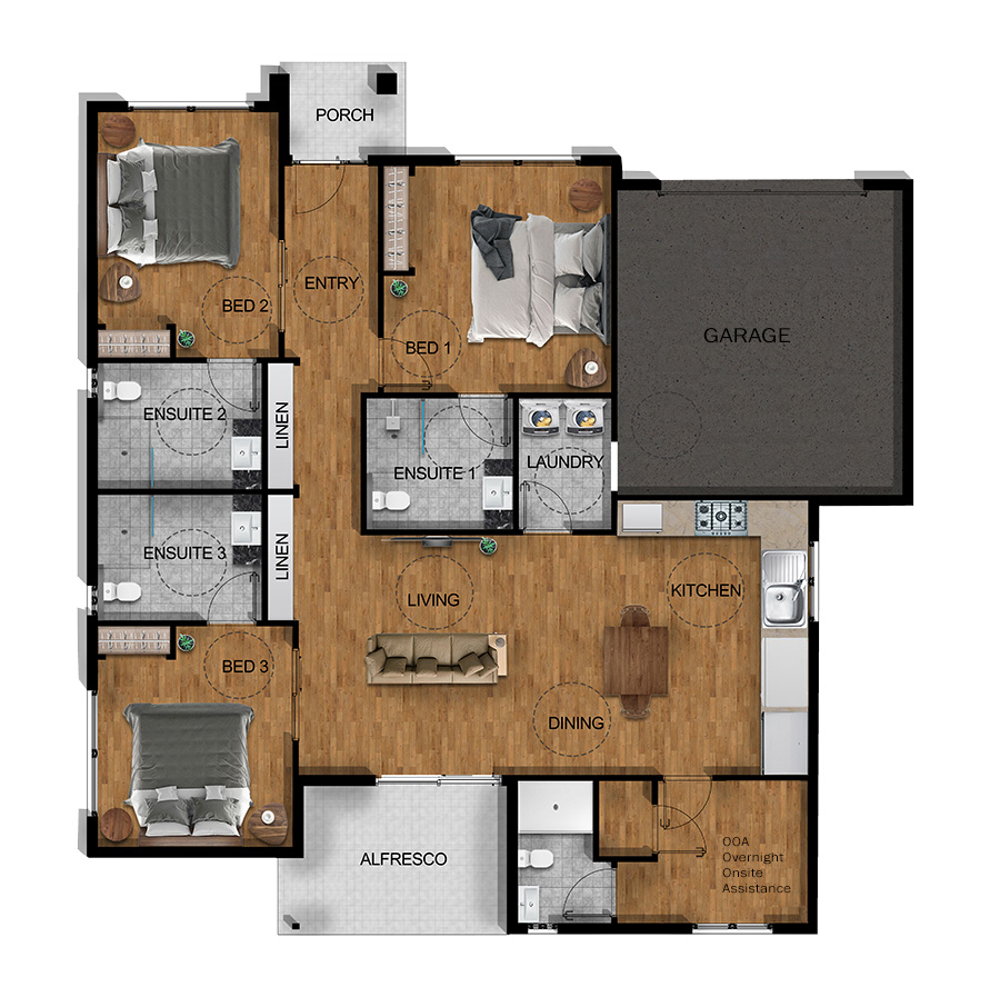 Heritage Park 2Bed, 3 bath + OOA in Heritage Park — Floorplan 1