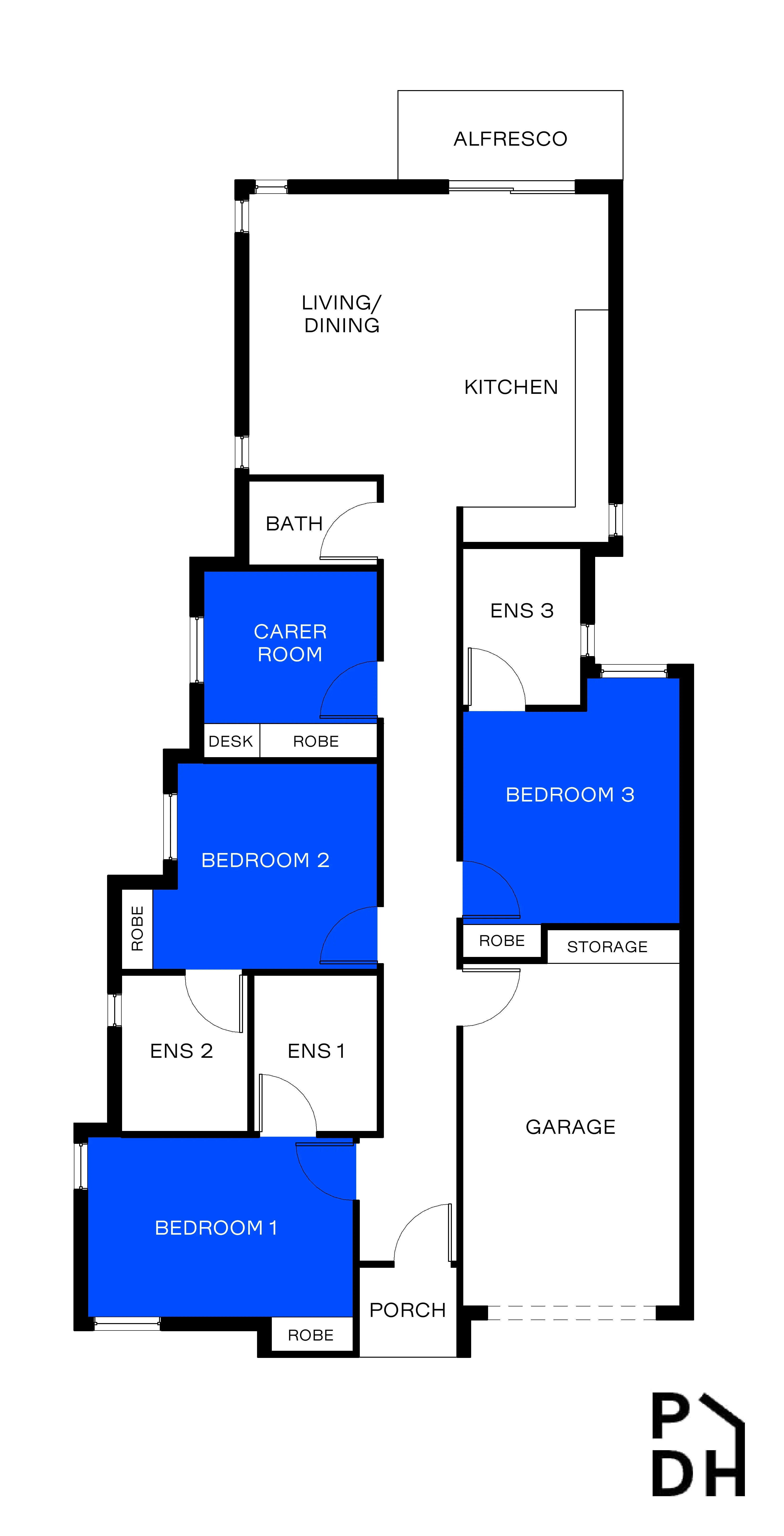 Dandenong - SDA - High Physical Support - House - 3 Residents — Floorplan 1