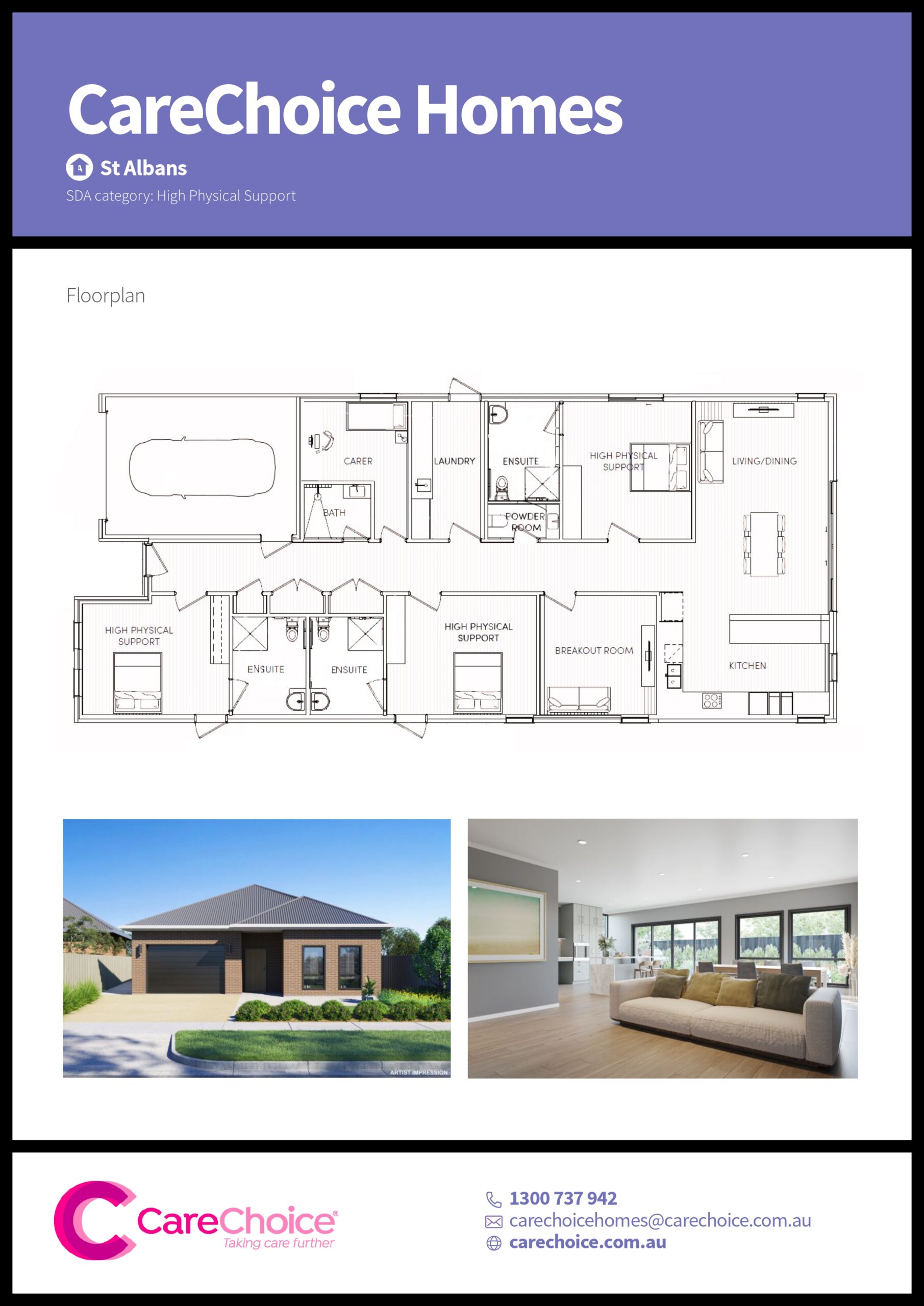 St Albans – 3 Bedroom Luxe High Physical Support Home — Floorplan 1