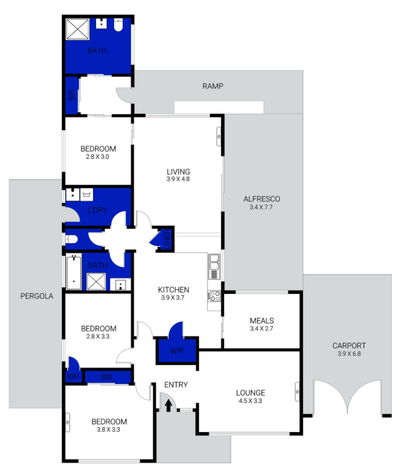 SIL Home, 3 Bedroom, 3 Participants — Floorplan 1