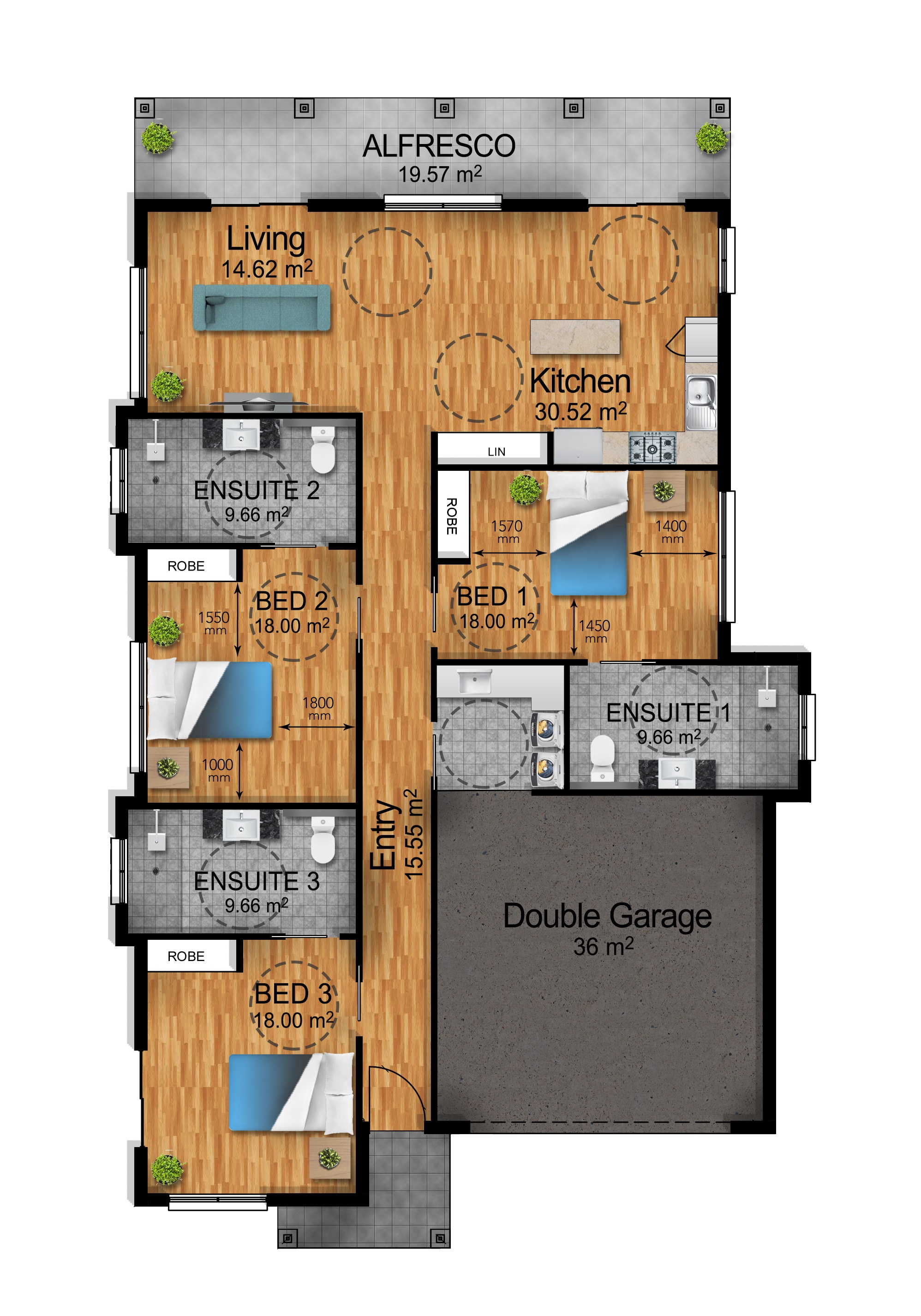 2 Bedroom home with OOA in Jimboomba, Queensland — Floorplan 1