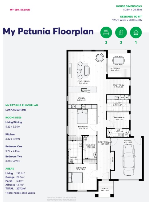 Modern HPS & ROBUST Home in Armstrong Creek – Perfect for 2 Occupants — Floorplan 1
