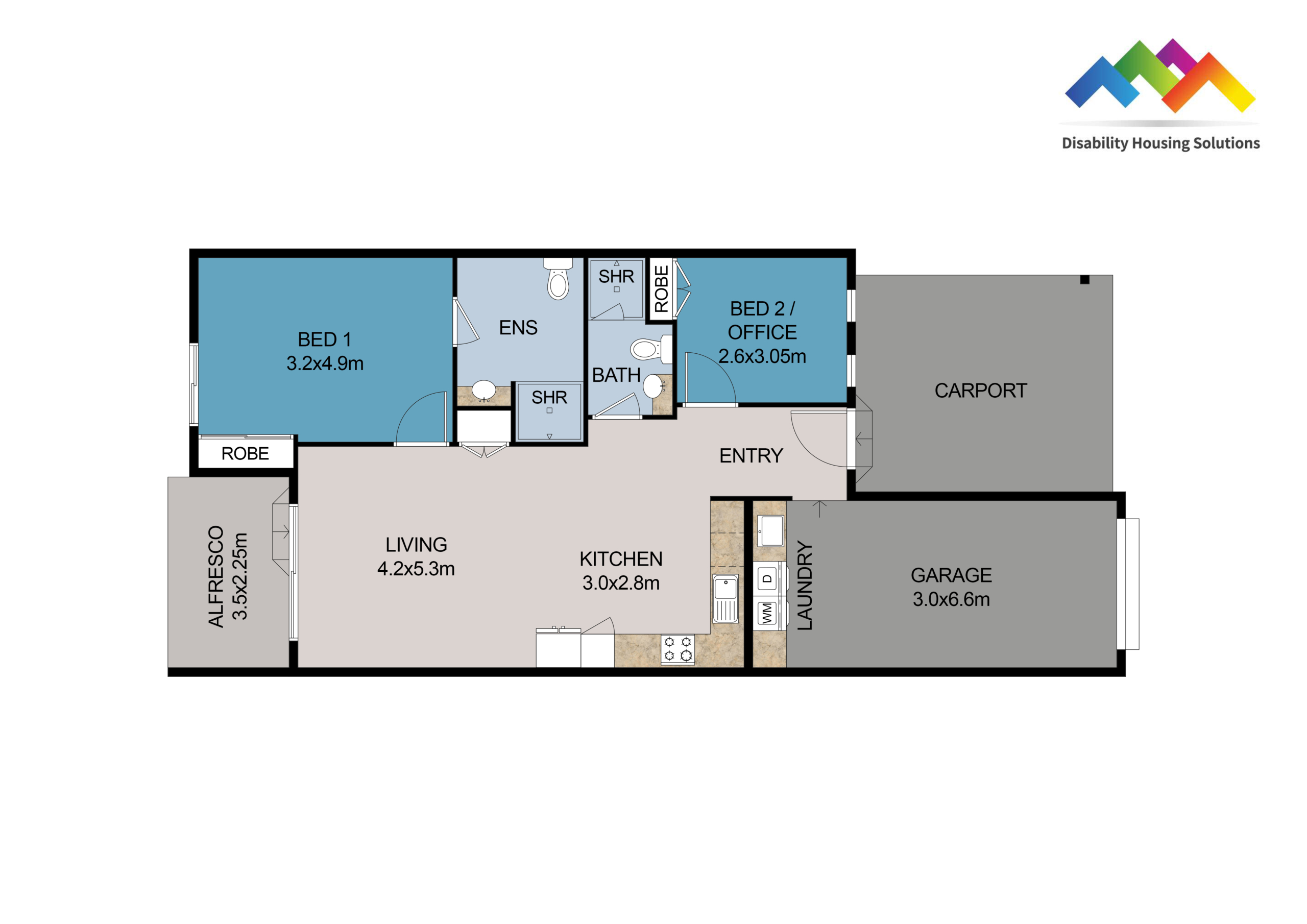 LOGANLEA, QLD – HIGH PHYSICAL SUPPORT VILLA — Floorplan 1