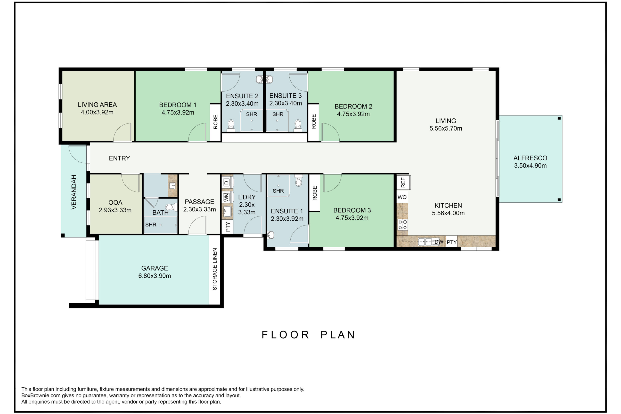 3 Bedroom Shared Home, Evanston Gardens — Floorplan 1
