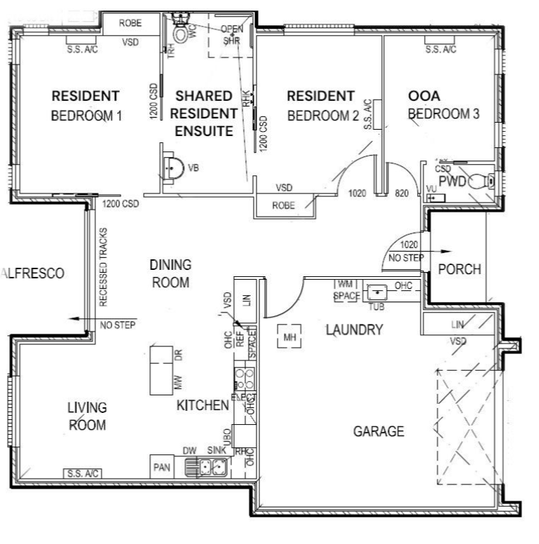 Bethania 2 Bed, 2 Bath + OOA — Floorplan 1