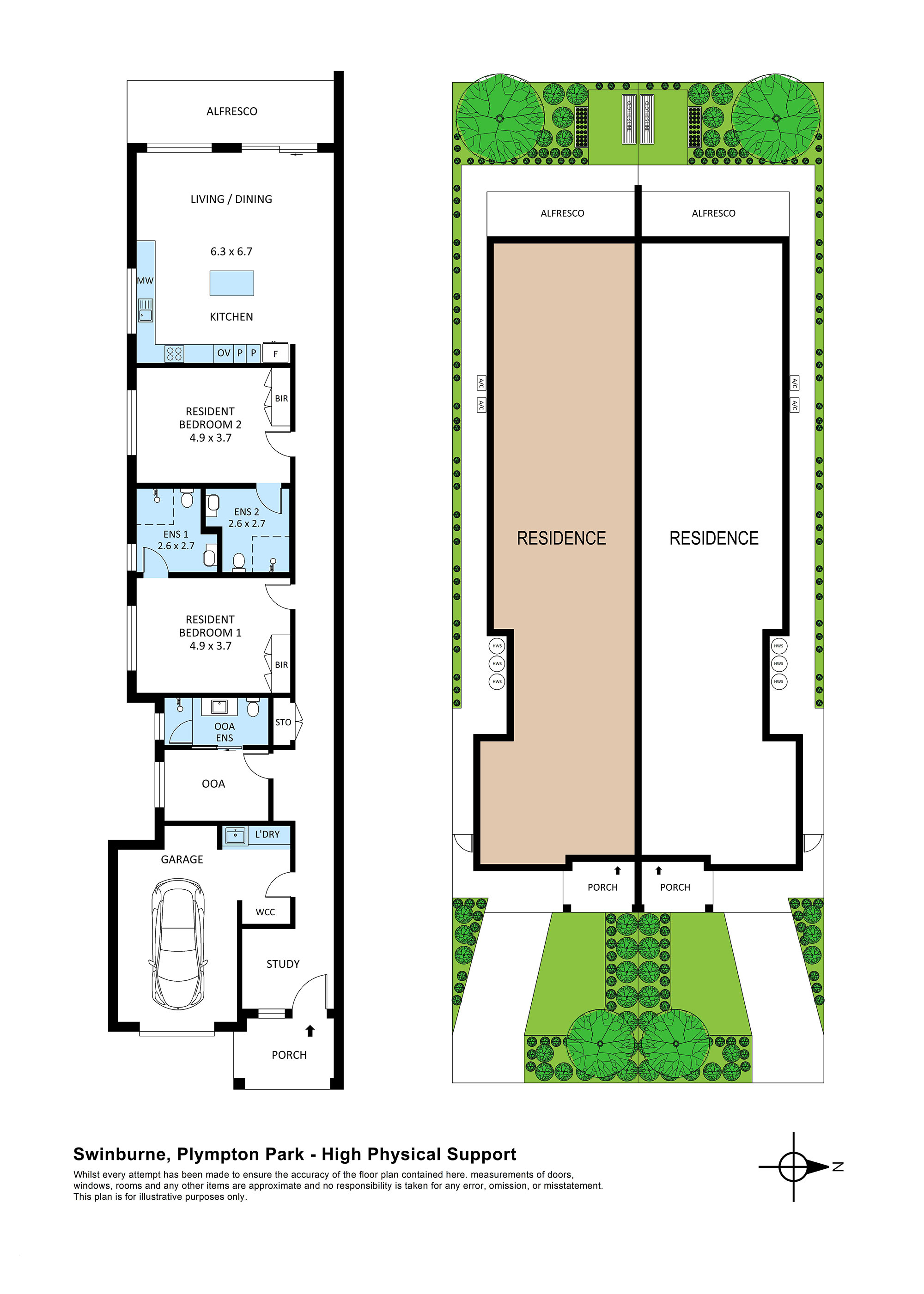 Contemporary 2-Bed HPS Duplex with OOA in Prime Plympton Park — Floorplan 1