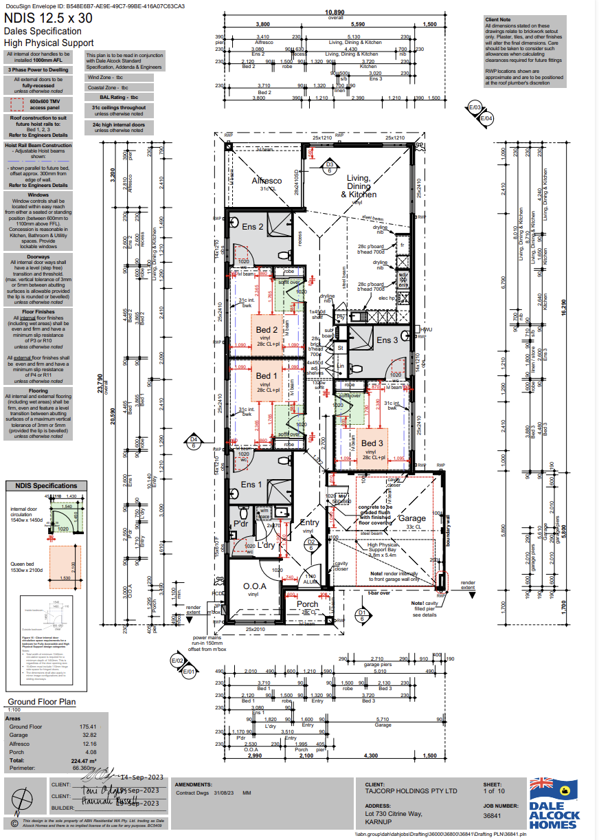 Karnup - HPS 3 Bed Furnished Home with ensuites - OOA Room Incl. — Floorplan 1