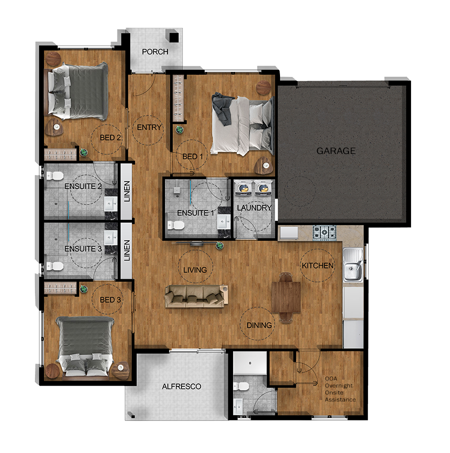 Nirimba, Sunshine Coast 3 Bed, 3 Bath + OOA — Floorplan 1