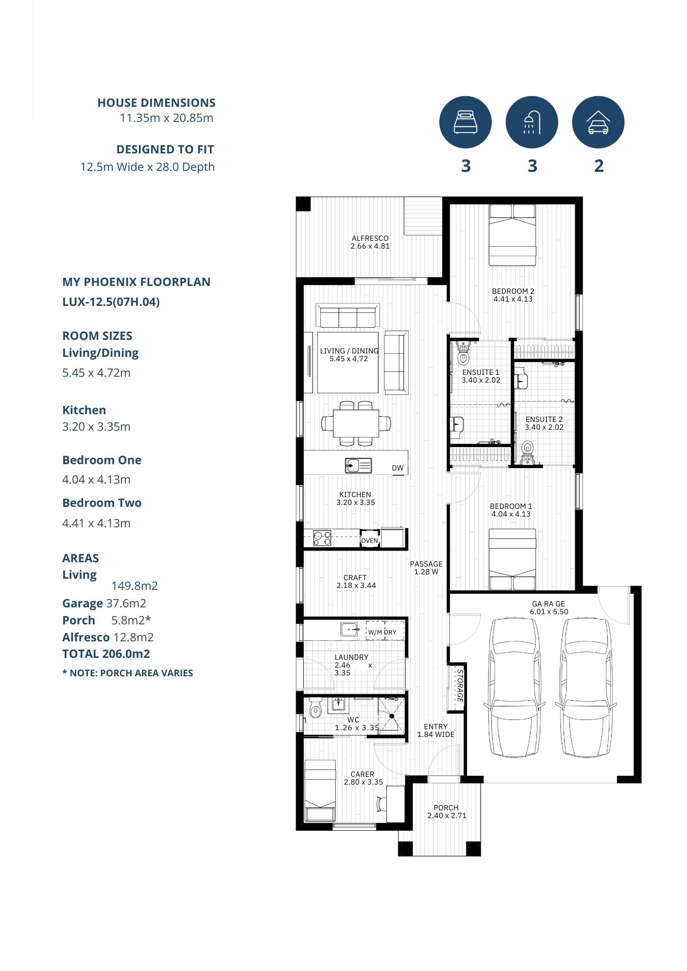 Modern 3-Bedroom HPS - Earlville Street, Manor Lakes VIC — Floorplan 1