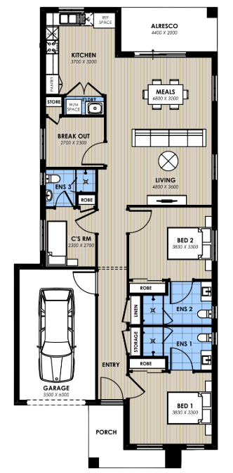 Improved Livability, 3 Bedroom, 2 Participants — Floorplan 1