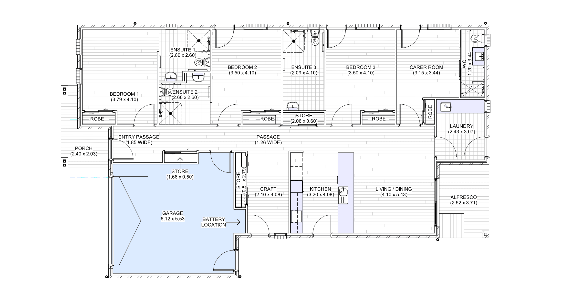 High Physical Support SDA | 3 Participant Home — Floorplan 1