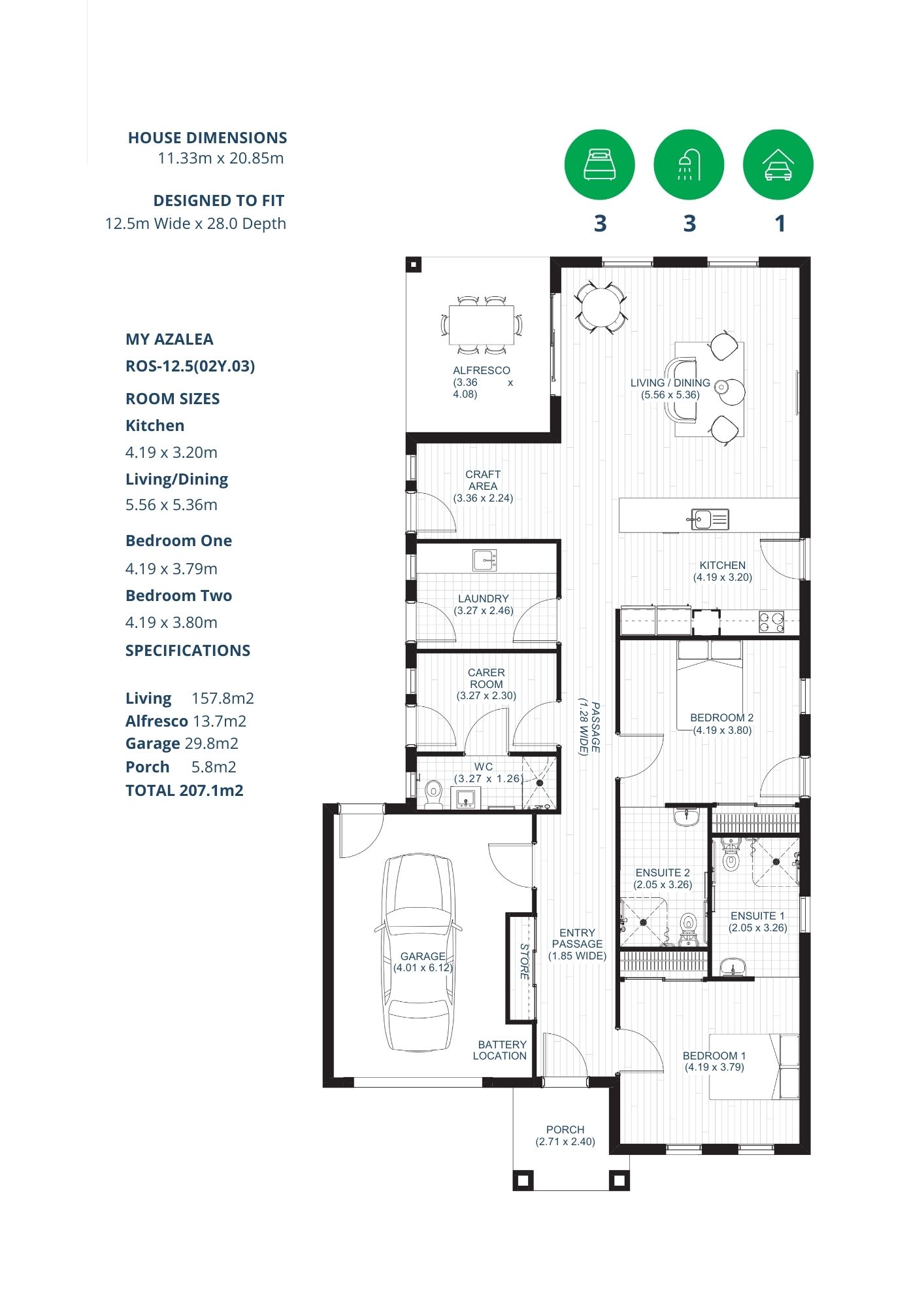 Modern 3-Bedroom HPS - Heifer Avenue, Clyde North VIC — Floorplan 1