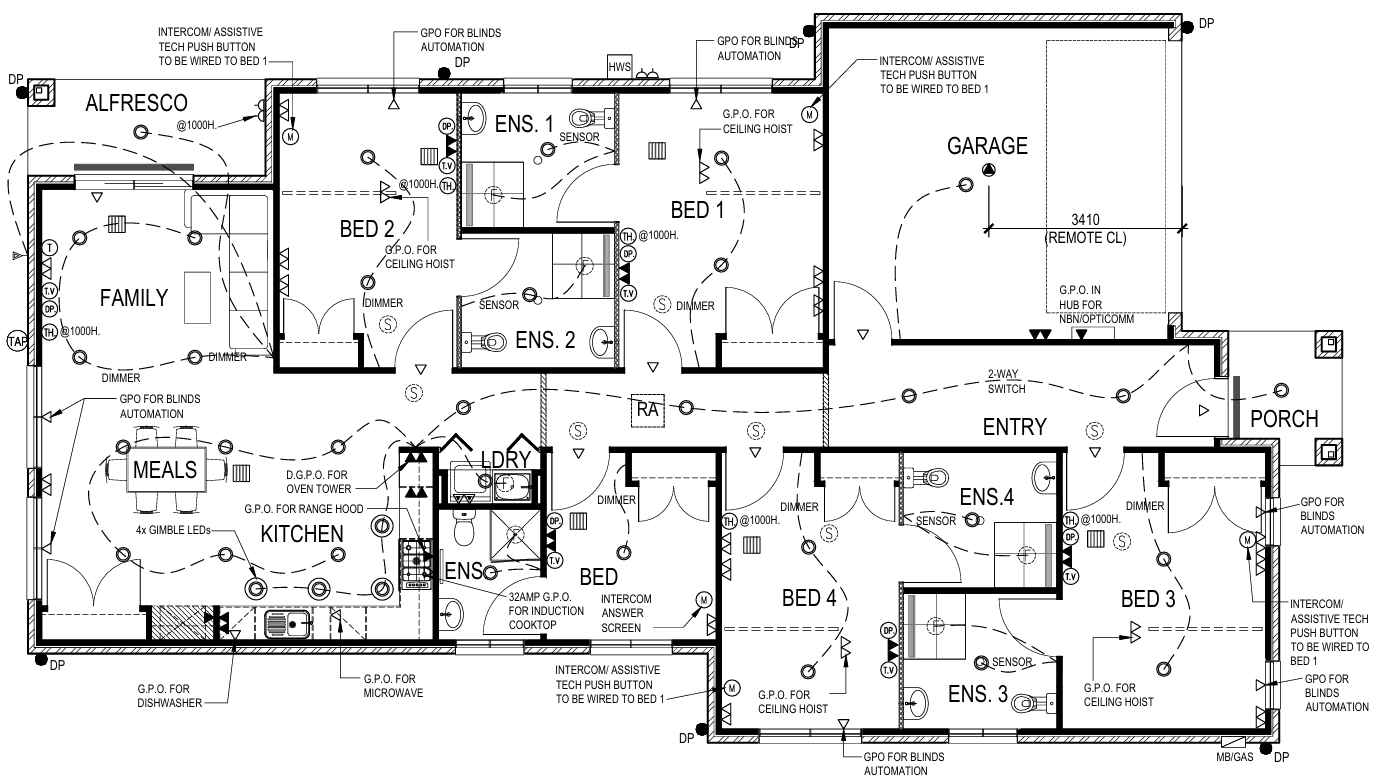 High Physical Support, 5 Bedroom SDA House, 4 Participants, 1 Vacancy — Floorplan 1