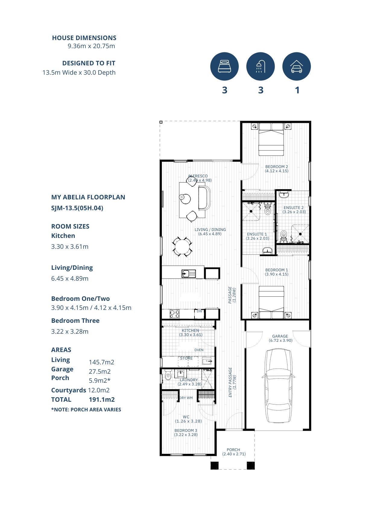 Modern 3-Bedroom HPS - Wattlebird Way, Old Beach — Floorplan 1