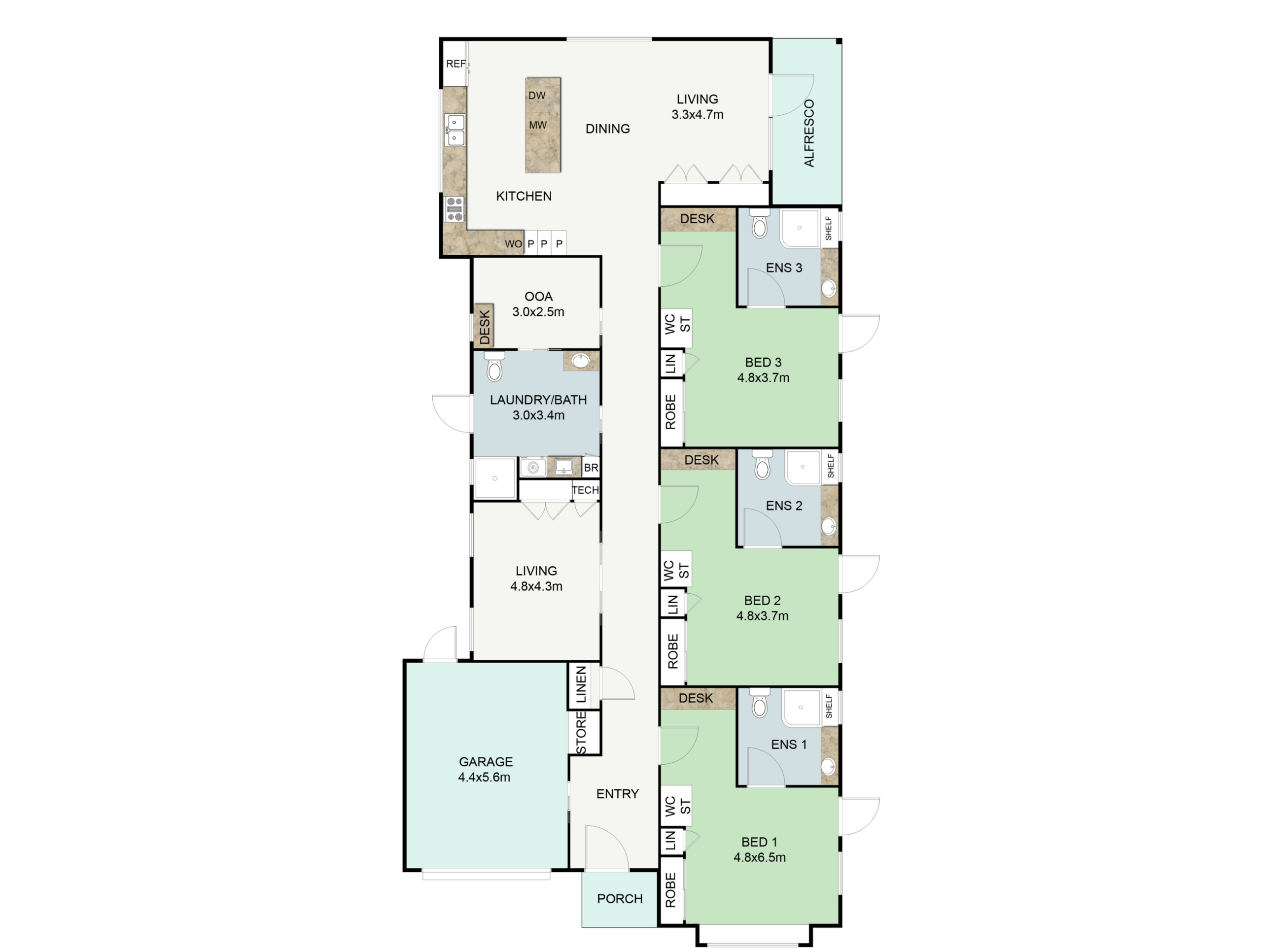 3 Bedroom Shared Home, Dudley Park — Floorplan 1