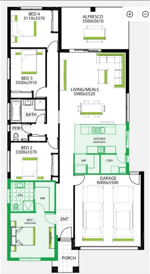 SIL Home, 4 Bedroom House, 3 Participants — Floorplan 1