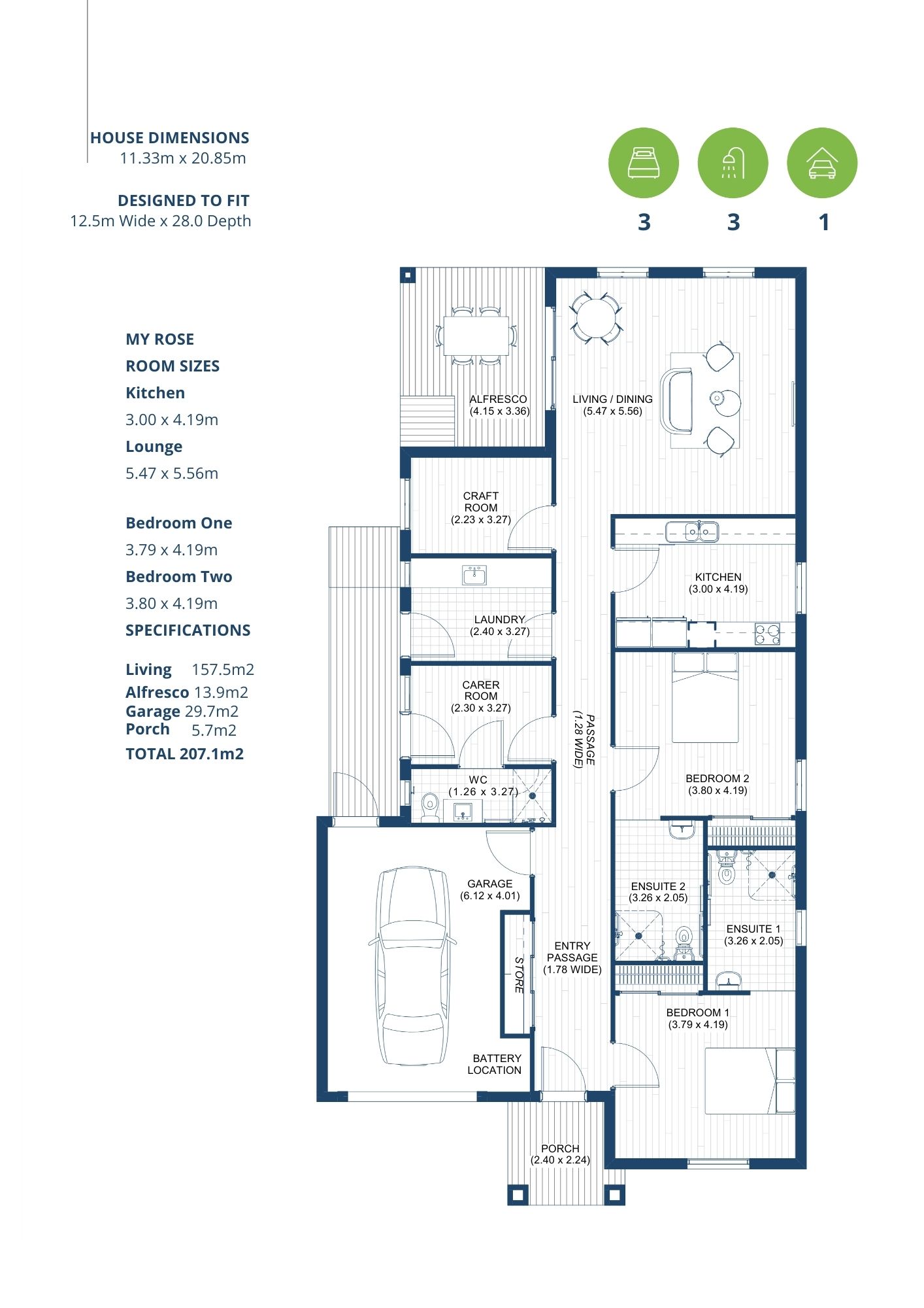 Modern 3-Bedroom HPS+R - Maria Street, Angle Vale — Floorplan 1