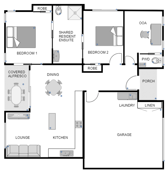 Marsden 2 Bed, 2 Bath + OOA — Floorplan 1
