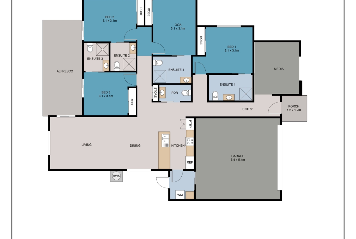 3 SDA Rooms + OOA, Available in Burrum Heads QLD — Floorplan 1