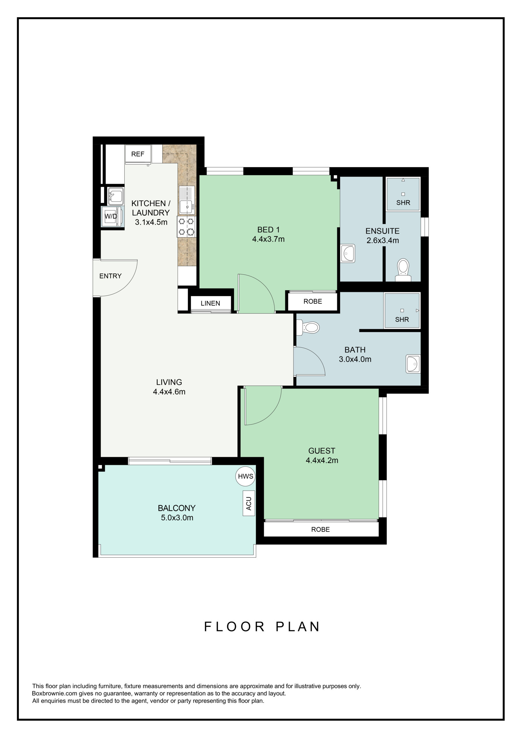 2 Bedroom Apartments, Logan Central — Floorplan 1