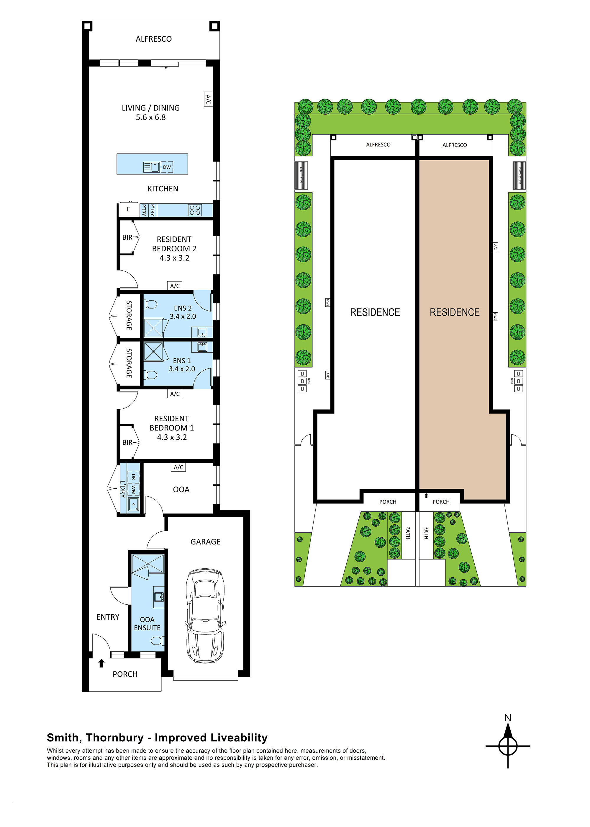 2 Bed Improved Livability House moments from booming Thornbury High Street! — Floorplan 1