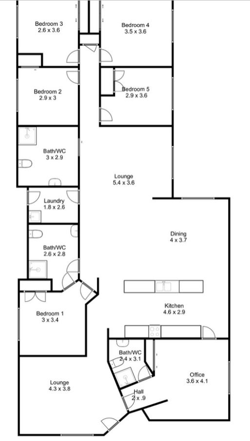 One vacancy in a five bedroom Improved Liveability, spacious home in Mooroopna — Floorplan 1