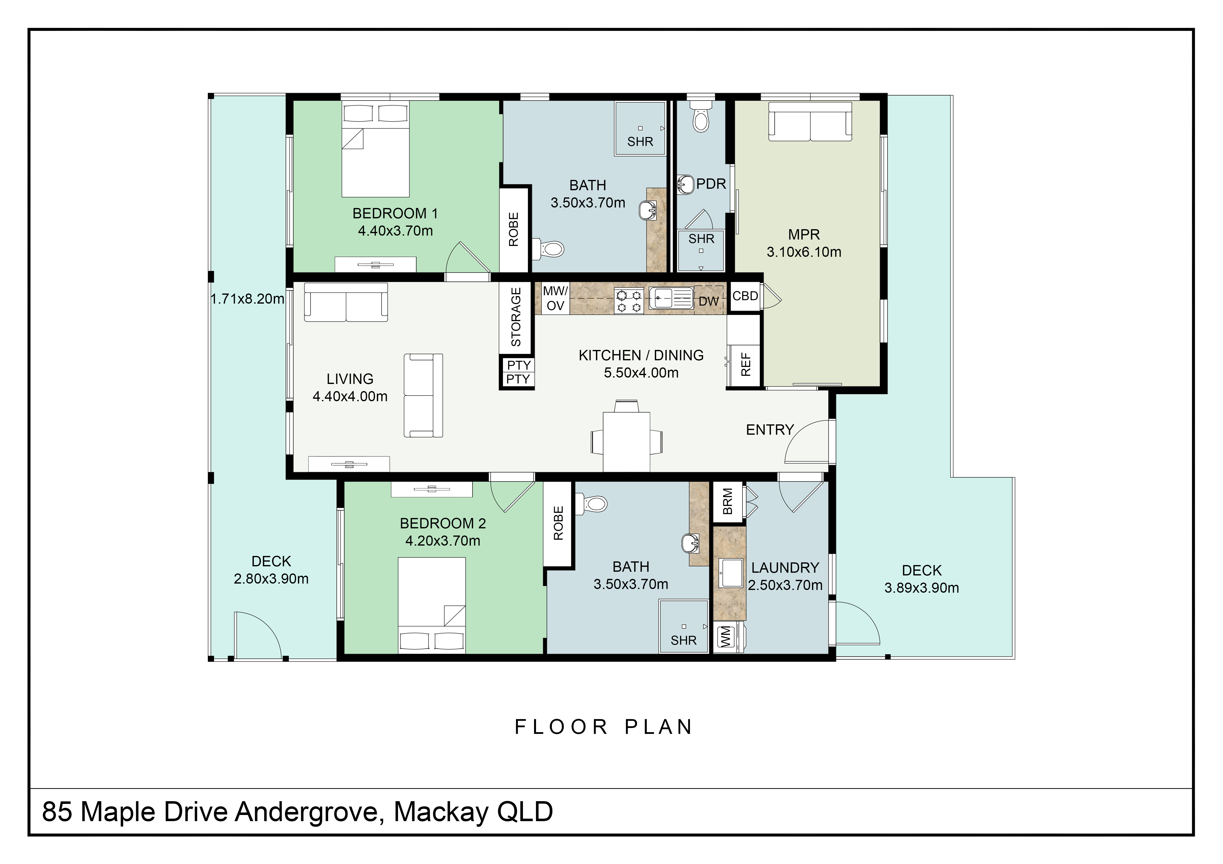Andergrove, Mackay - 3 x 1 Bed Villa (Robust) — Floorplan 2