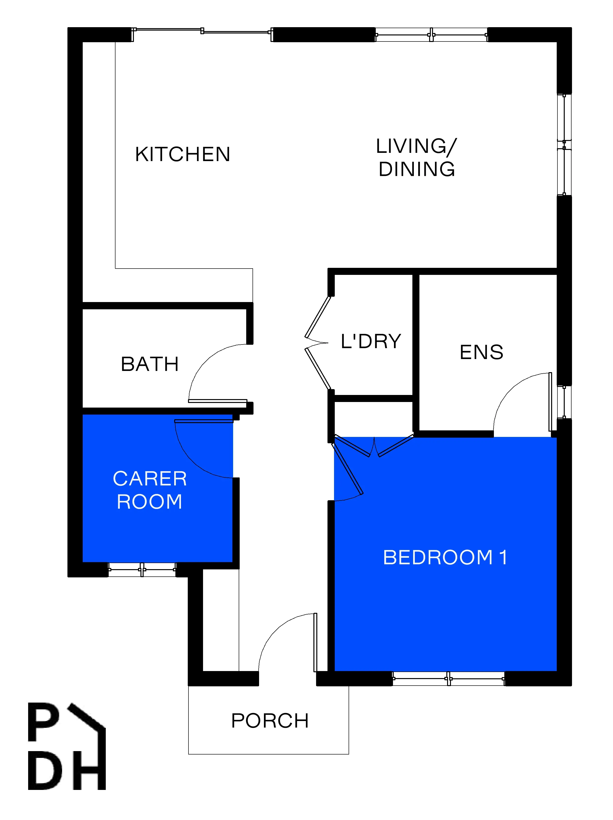 Maidstone - SDA - High Physical Support - Villa - 1 Residents — Floorplan 1