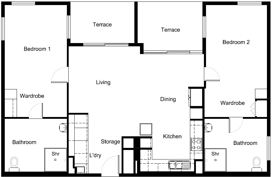 Modern 2-Bed, 2-Bath HPS Flemington SDA Apartments — Floorplan 1