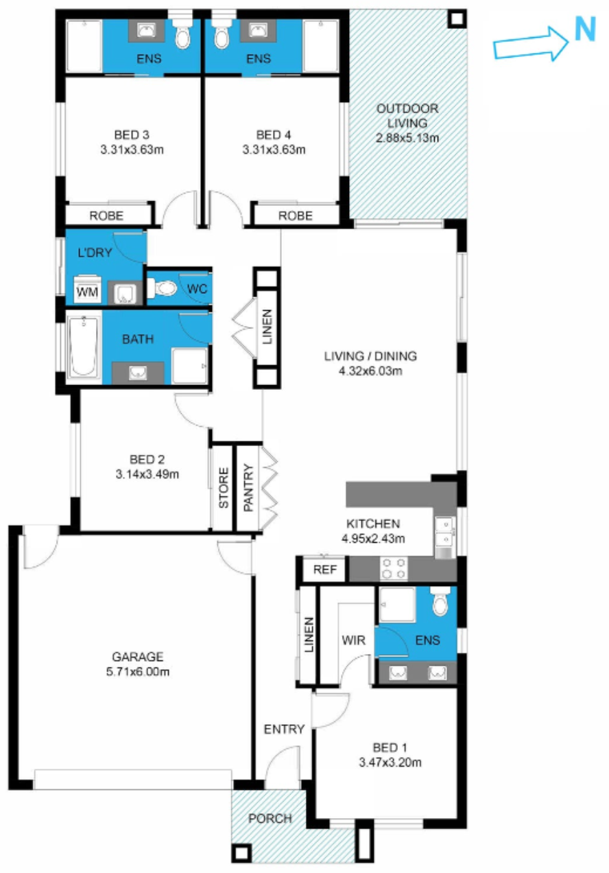 SIL Home, 4 Bedroom SDA, 3 Participants — Floorplan 1