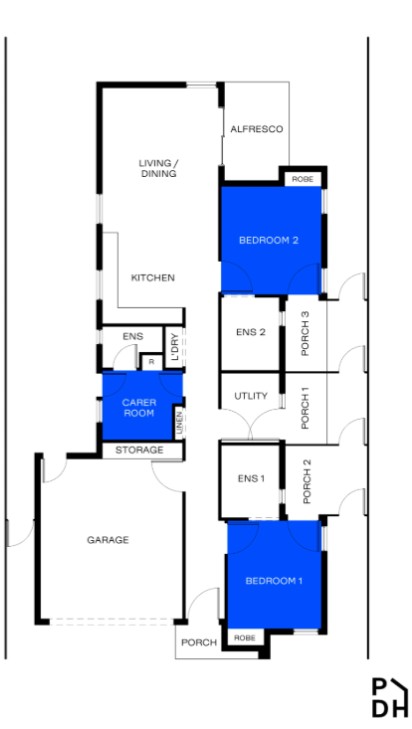 Croydon – 3 Bedroom HPS/IL/FA Home + OOA — Floorplan 1