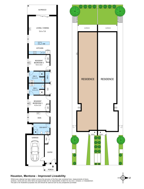2 Bed Improved Liveability House in Mentone — Floorplan 1