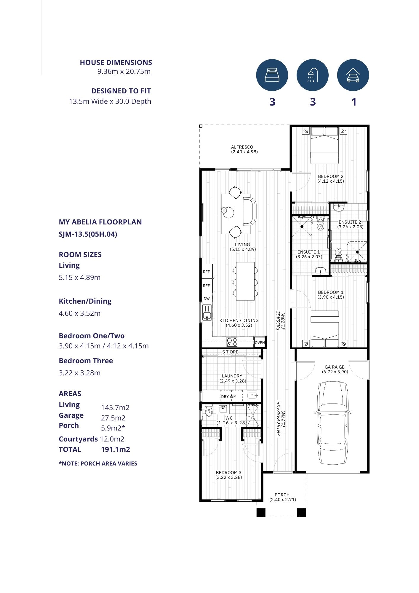 Modern 3-Bedroom HPS - Bottlebrush Way, Risdon Vale TAS — Floorplan 1
