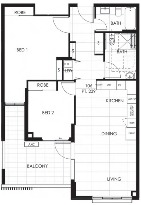 2 BR 2BTH High Physical Support Apartment - St Marys — Floorplan 1