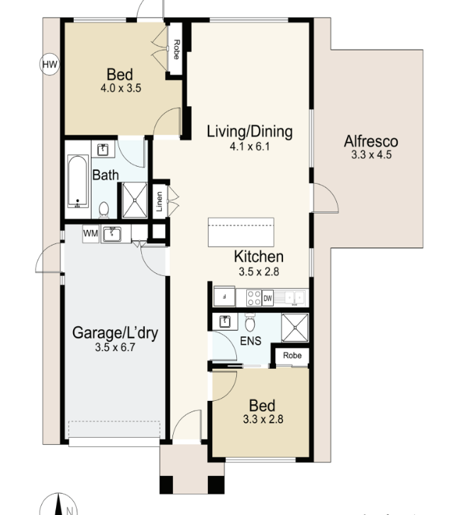 Castlemaine – Robust & IL Single-Occupancy Villas — Floorplan 1