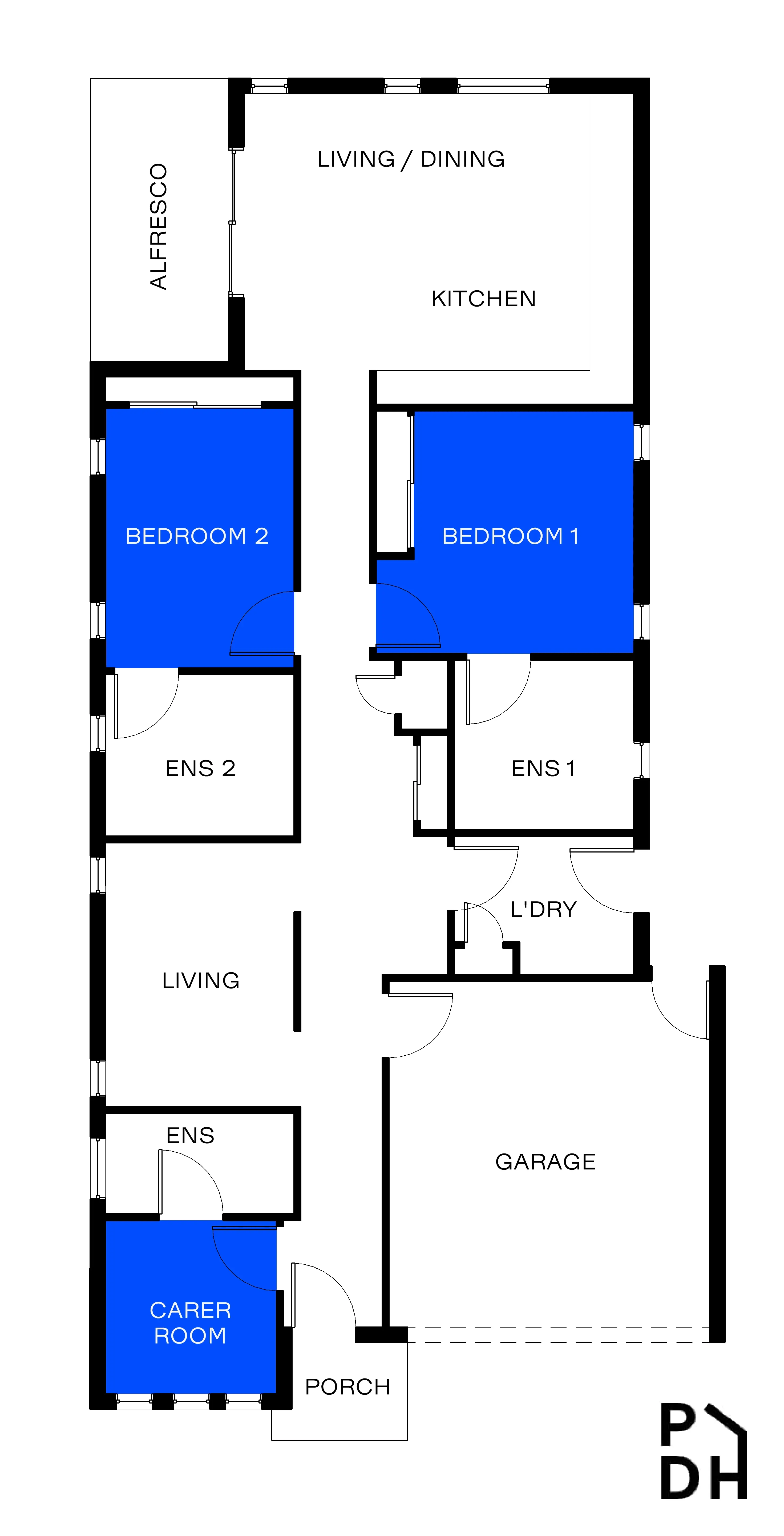 Bonshaw - SDA - High Physical Support - House - 2 Residents — Floorplan 1